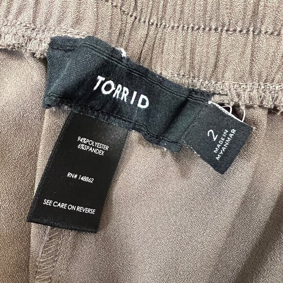 Torrid Brown Elastic Waist Straight Leg Brown Ankle Pants 2X Neutral Office - Picture 3 of 4